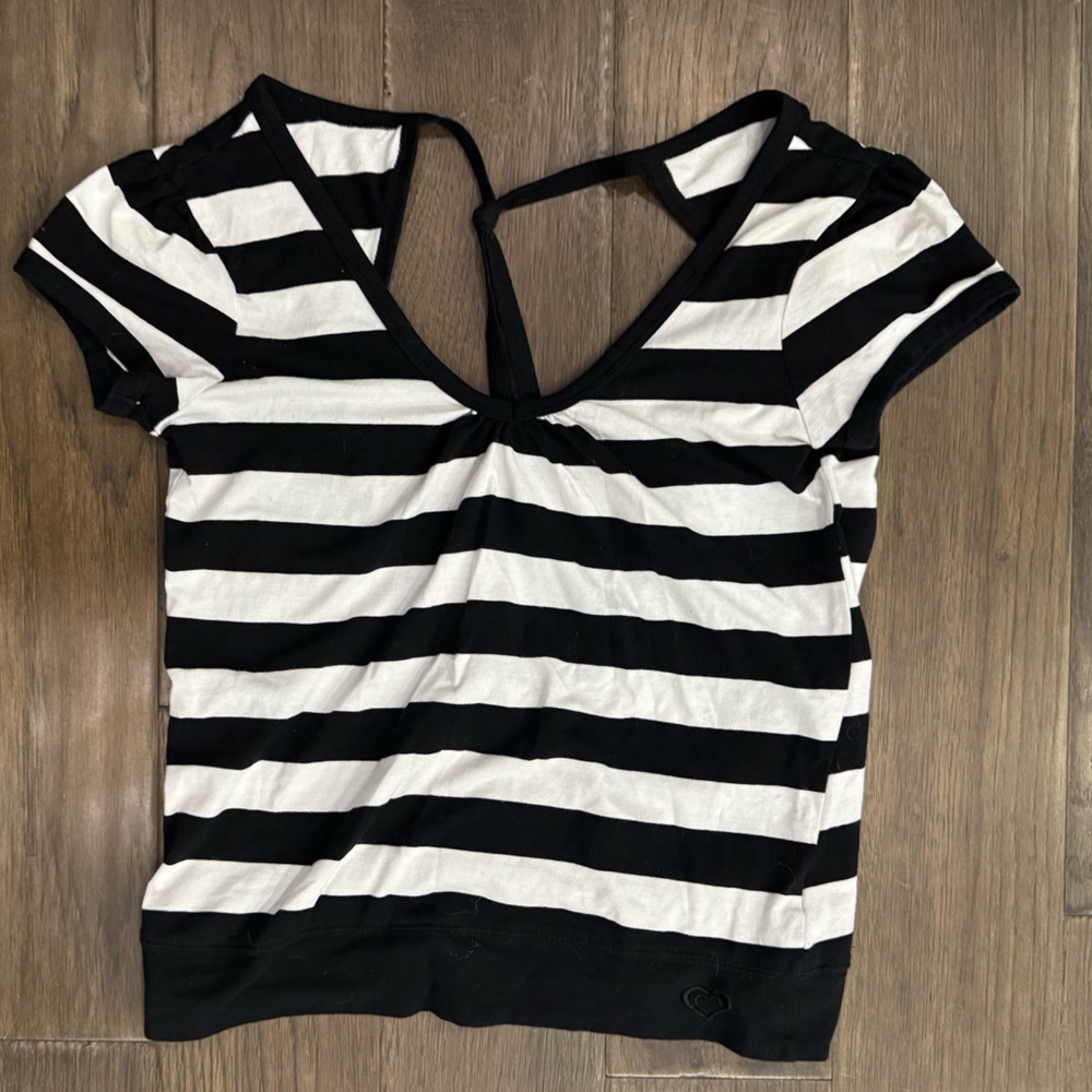 Black and White Striped Women's Top